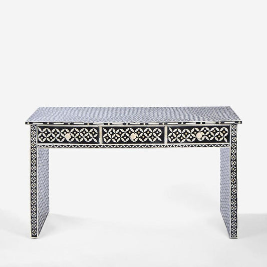 Stella Bone Inlay Console Table Black/White
