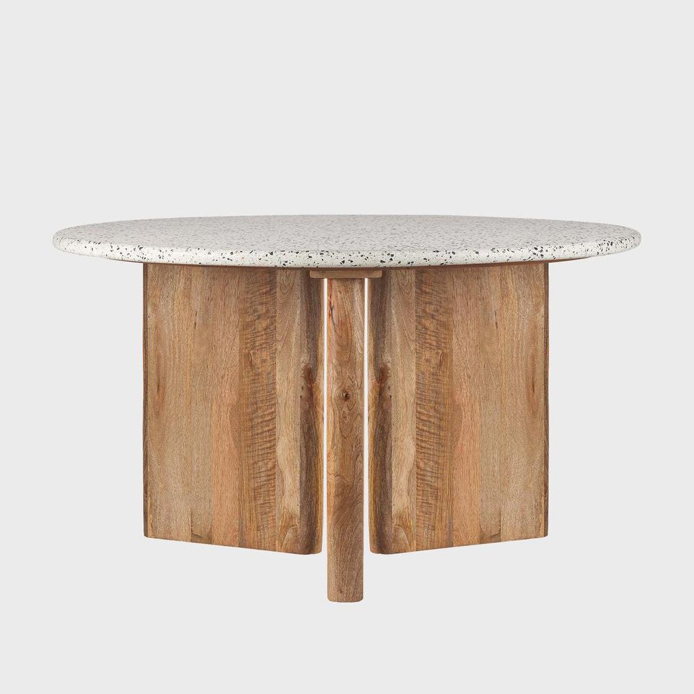 Bonnie Terrazzo Dining Table White/Natural Base