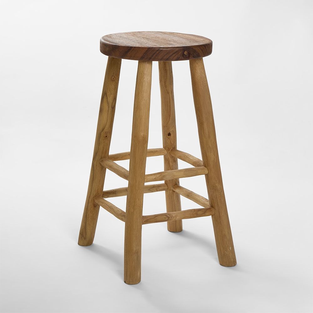Teak Stool Lacquered Medium