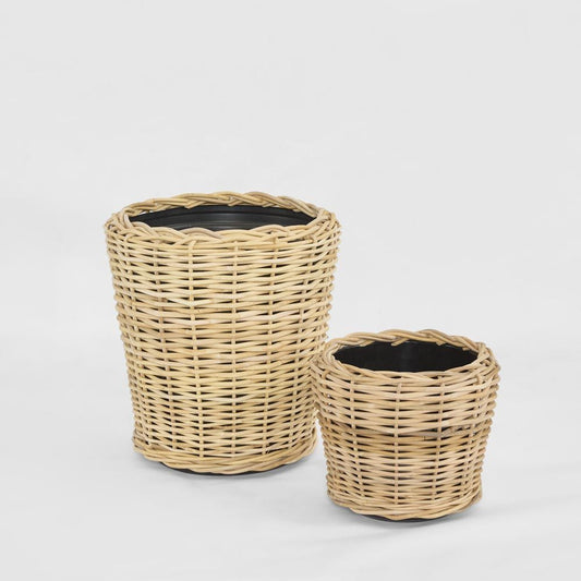 Round Rattan Basket Set Of 2 Natural