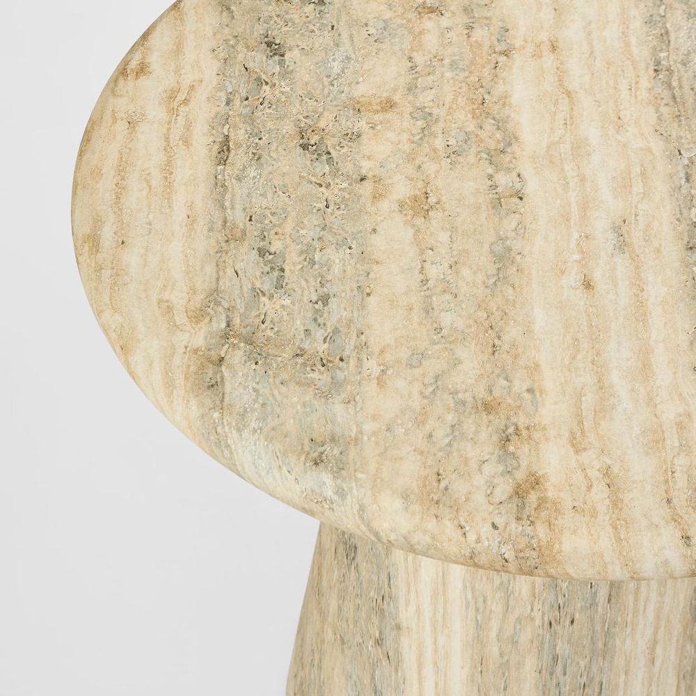 Parisi Round Side Table Grey Travertine Look - Outdoor