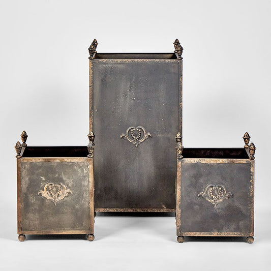 Estate Footed Iron Planters (Set Of 3)