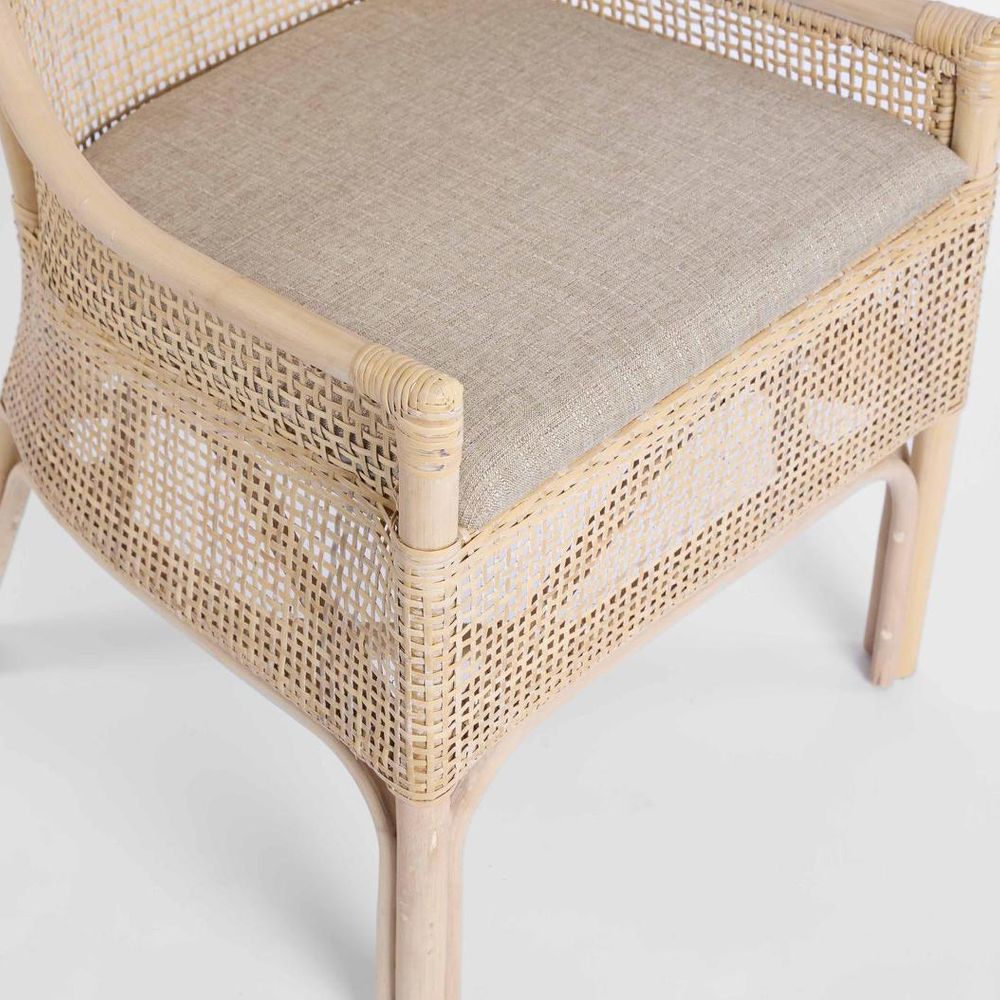 Victoria Hamptons Dining Chair Natural Whitewash