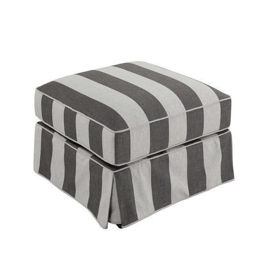 Noosa Hamptons Ottoman Grey/Cream Stripe
