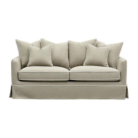 Noosa Hamptons 2.5 Seat Sofa Natural W/White Piping