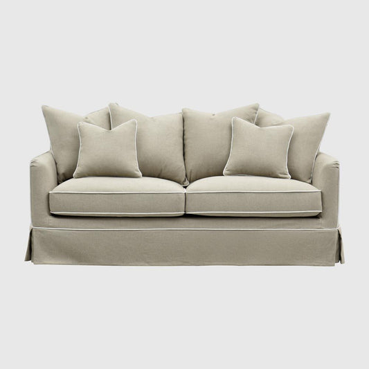 Noosa Hamptons 2 Seat Sofa Natural W/White Piping