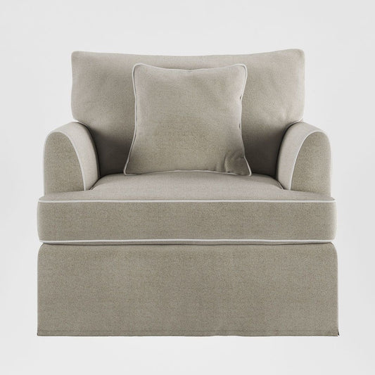 Byron Hamptons Armchair Natural W/White Piping