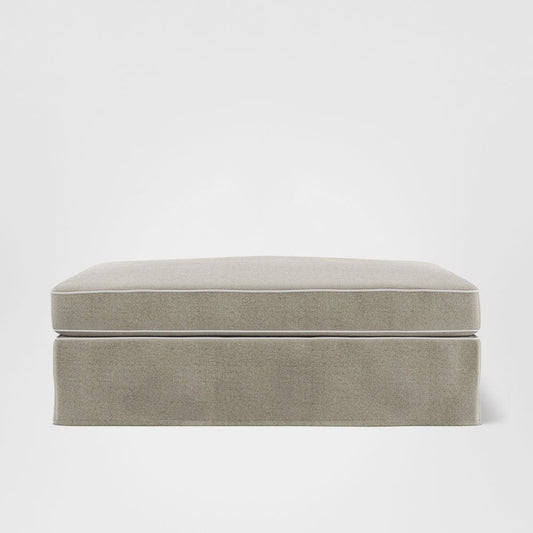 Marbella Ottoman Natural With White Piping
