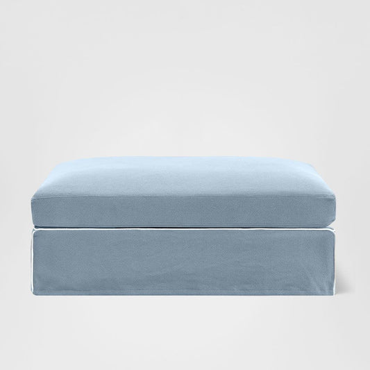 Marbella Ottoman Beach W/White Piping