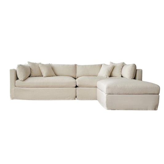 Marbella Modular 4 Seater Sofa Reversible Ottoman Chaise Ivory