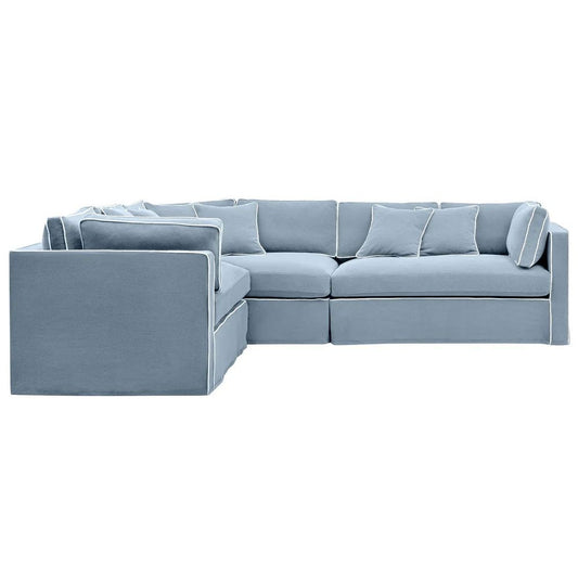 Marbella Modular Sofa Beach W/White Piping - Left Facing