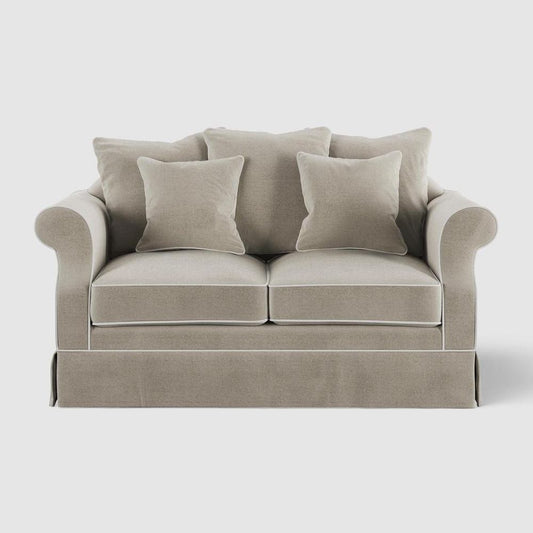 Avalon Hamptons 2 Seat Sofa Natural W/White Piping