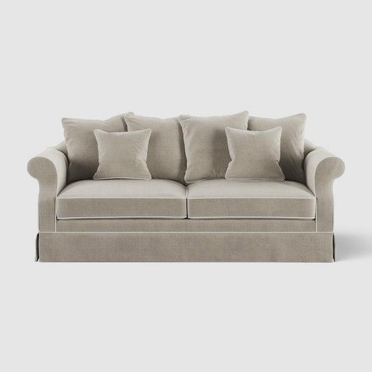 Avalon Hamptons 3 Seat Sofa Natural W/White Piping