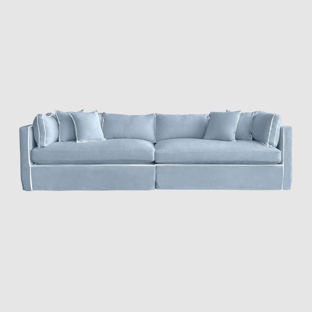 Marbella Reversible Chaise Sofa Beach W/White Piping