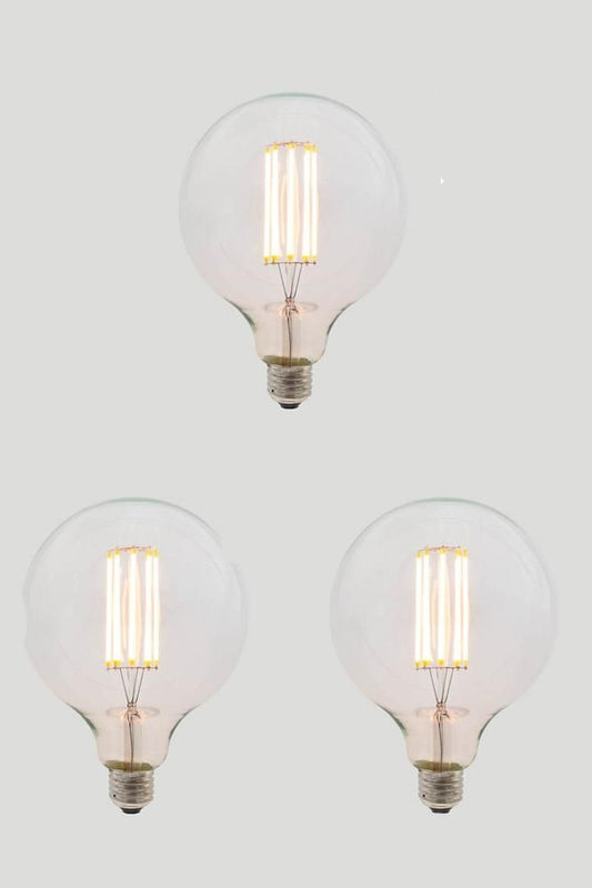 Set Of 3 G125 Long Led Filament - Clear Glass - 8W E27 2200K