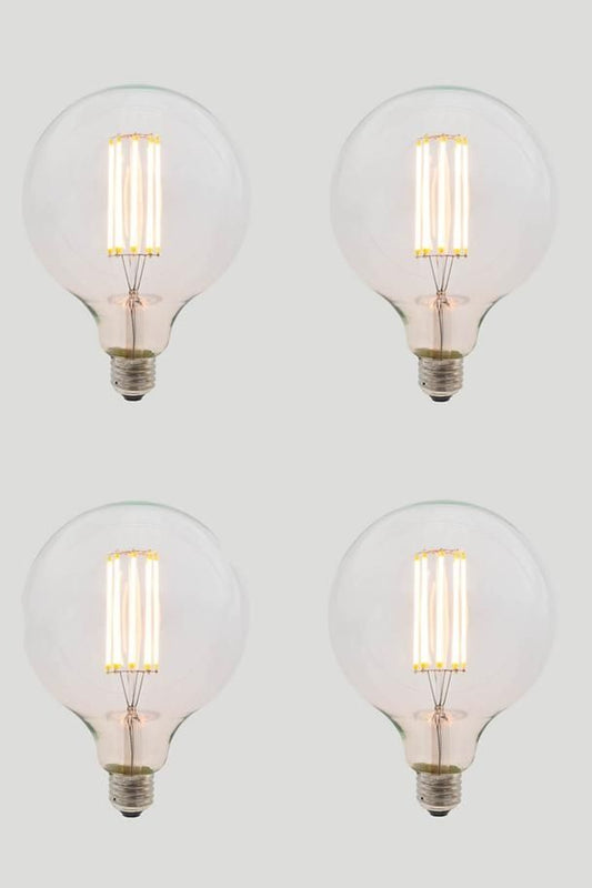 Set Of 4 G125 Long Led Filament - Clear Glass - 8W E27 2200K