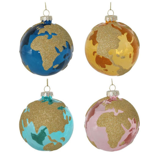 Globe Boxed Set Of 4 Baubles