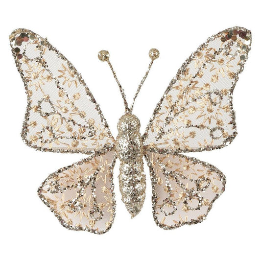 Amal Lace Clip On Butterfly Champagne
