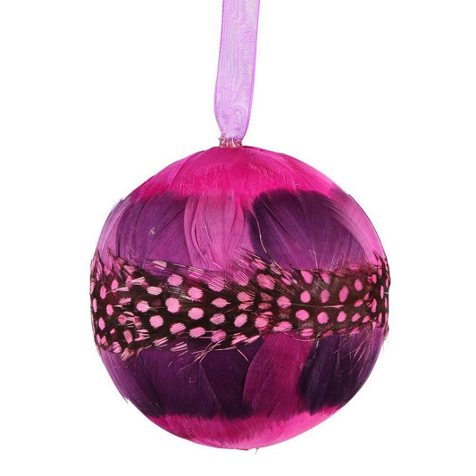 Flamin Feather Bauble Fuchsia Stripe