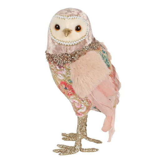 Delia Brocade Owl Small Pink