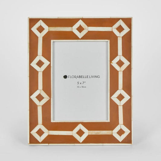 Sasha Bone Inlay Photo Frame Orange 5X7