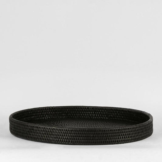 Paume Rattan Oval Tray Black