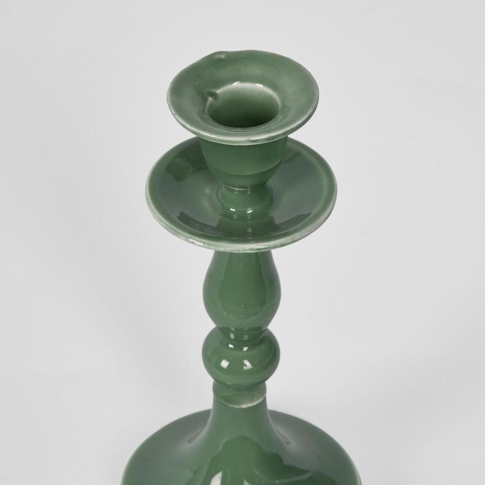 Simou Enamel Candle Stand Green