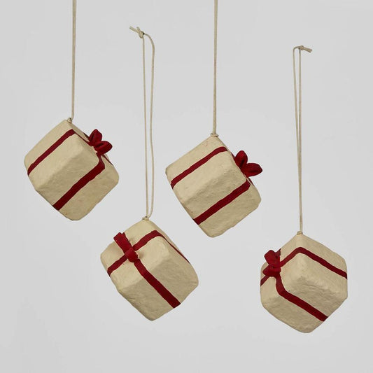Mache Gift Hanging Ornament (Set Of 4)