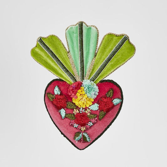 Funky Hanging Heart Ornament Pink