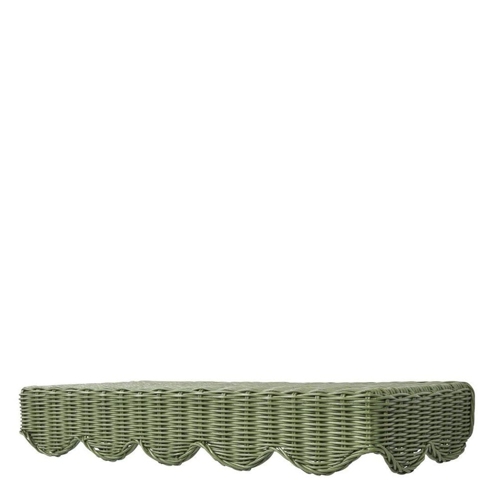 Belle Rattan Wall Shelf Green 60Cm