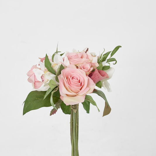 Cymbid Rose Calla Bouquet 25Cm Pink