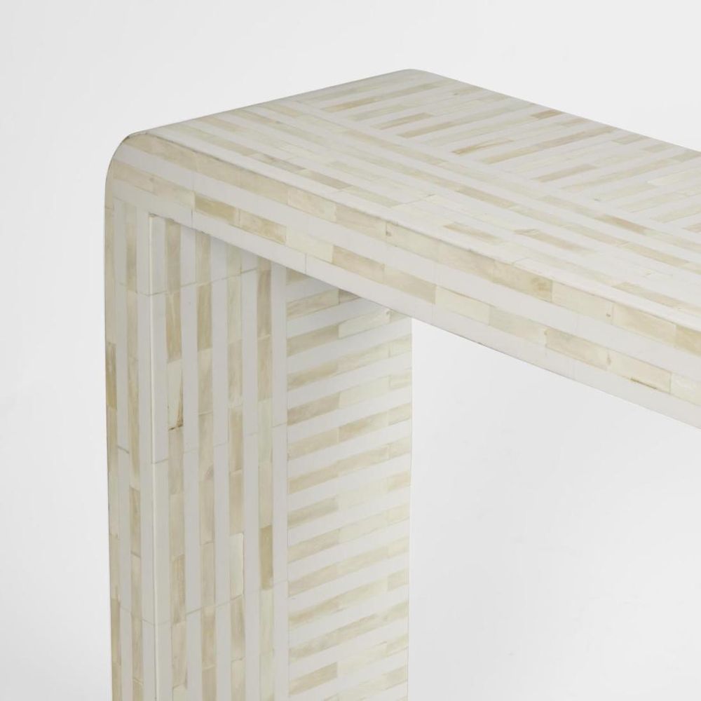 Eloise Bone Inlay Curved Console Table White
