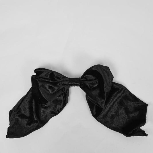 Velvet Clip On Bow Lge Black