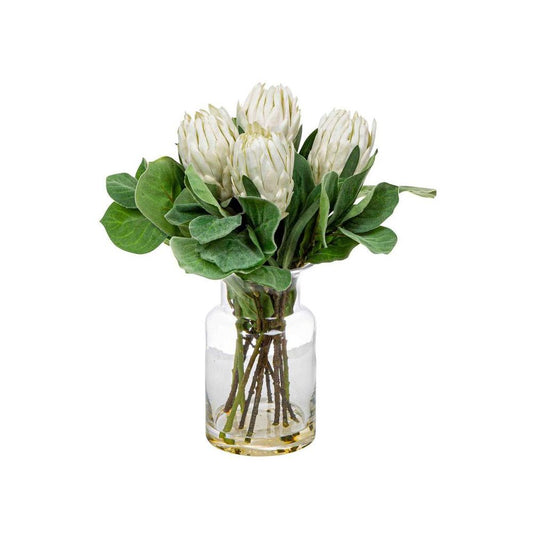 White Protea In Toby Vase Sml