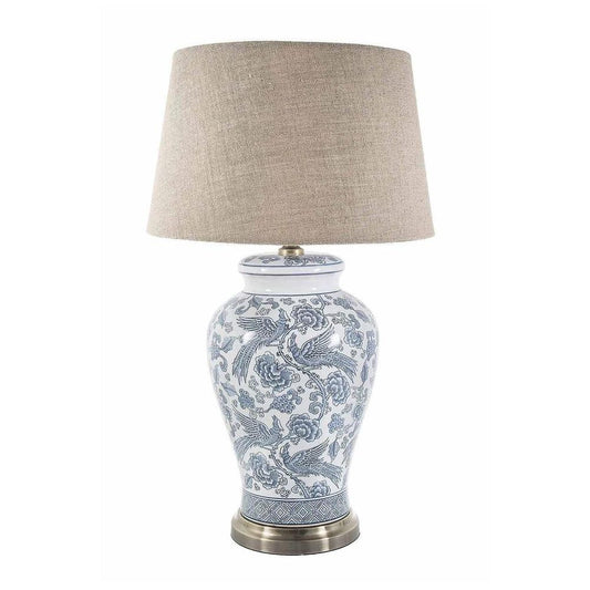 Aviary Ceramic Table Lamp Base Blue And White