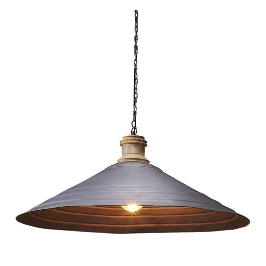 Hudson Ceiling Pendant Antique Zinc And Wood