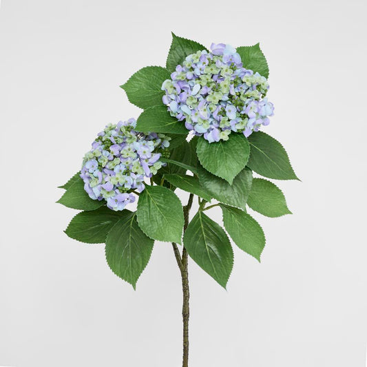 Hydrangea with Leaves 90cm Blue
