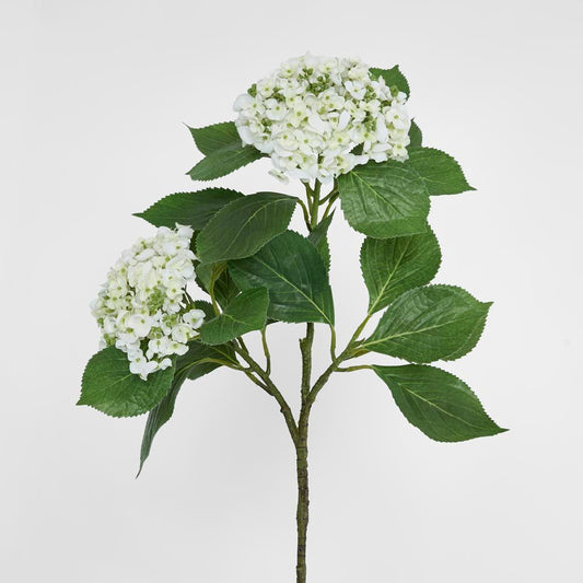 Hydrangea with Leaves 90cm White