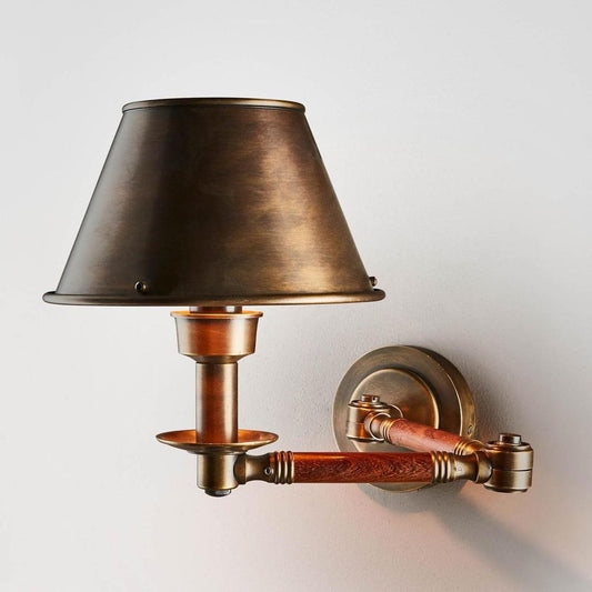 Benton Wall Light With Metal Shade Antique Brass
