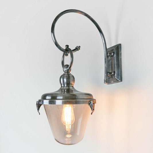 Savoy Outdoor Wall Light With Glass Shade Antique Silver