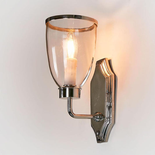 Westbrook Wall Light With Glass Shade Shiny Nickel