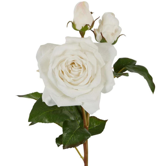 Olivia Bud Real Touch Rose Stem 53Cm White