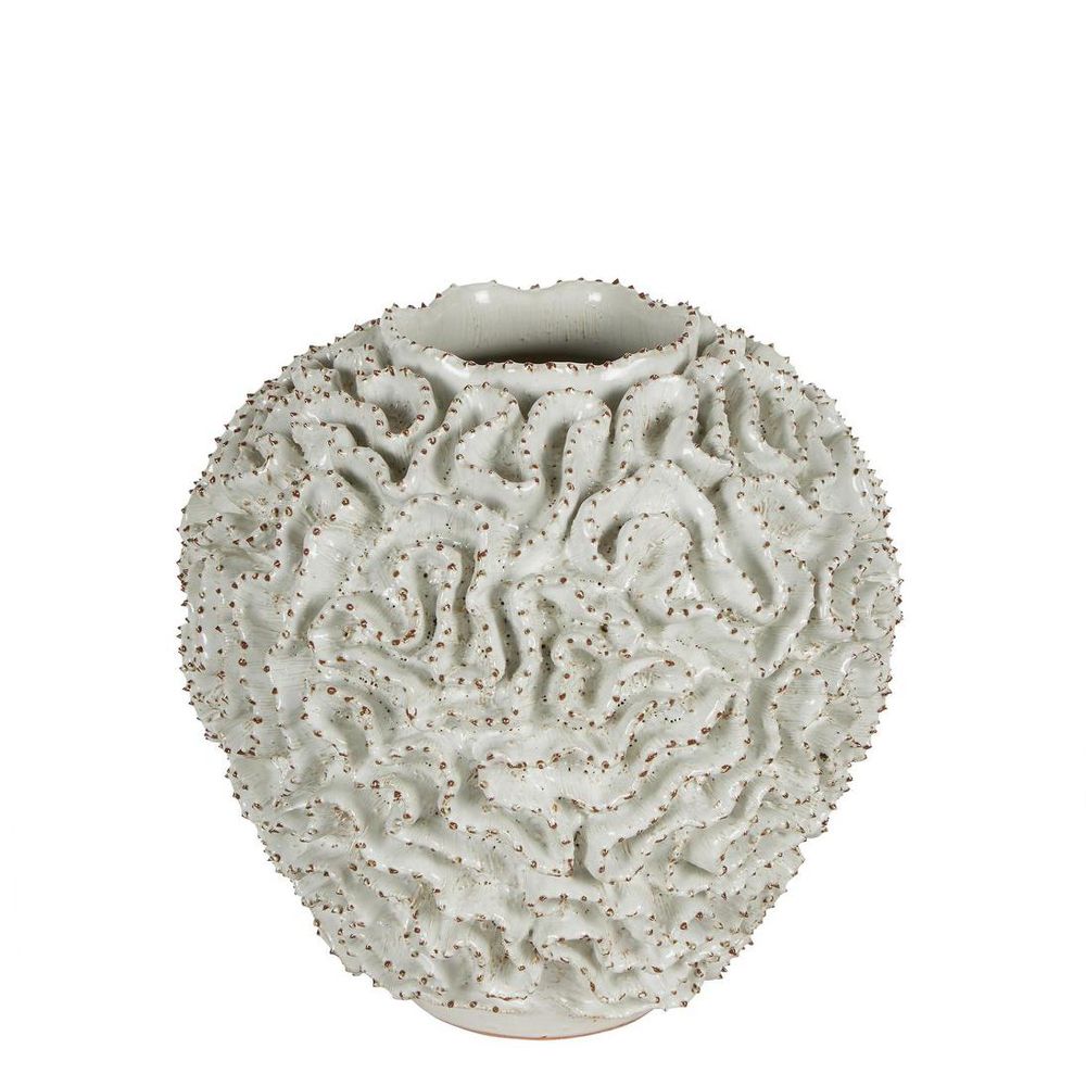 Brain Coral Ceramic Vase White
