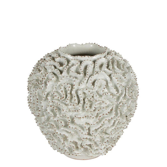 Brain Coral Ceramic Vase White