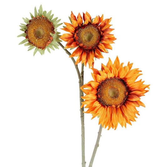 Sunflower Spray 87Cm Orange