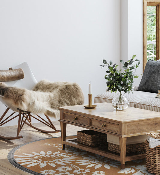 Bohemian Garden Hazel Round Vinyl Rug Lifestyle