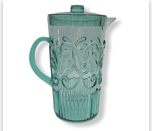 12Aq - Acrylic Scollop Des Pitcher:Sea Foam