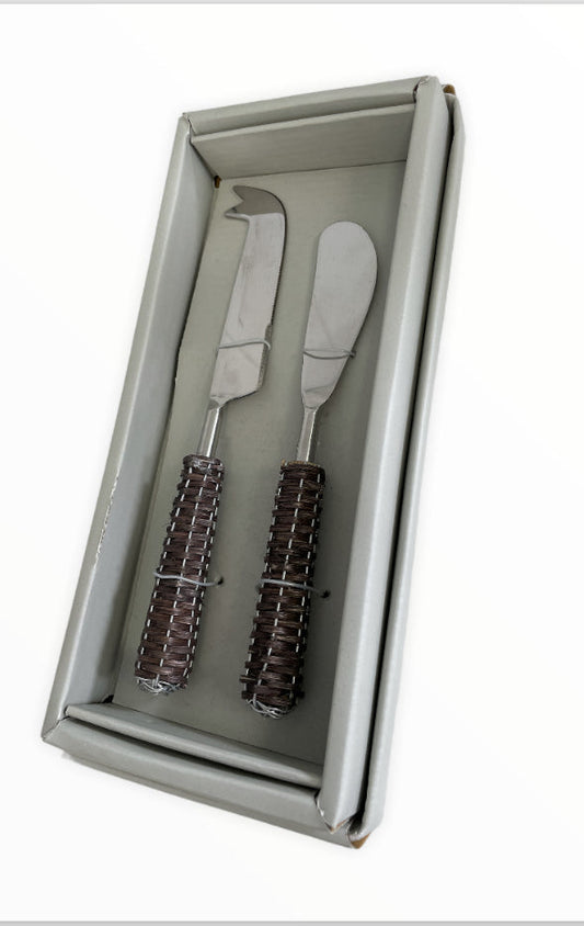 35N - Dark Brown Rattan Cheese Set 2