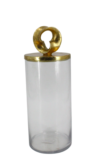 89G - Glass Jar Poly Gold-Leaf Lid Med 15X40