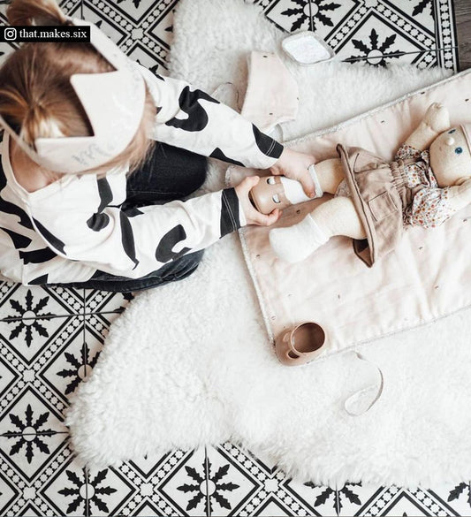 Snow Concrete Vinyl Rug lifestyle